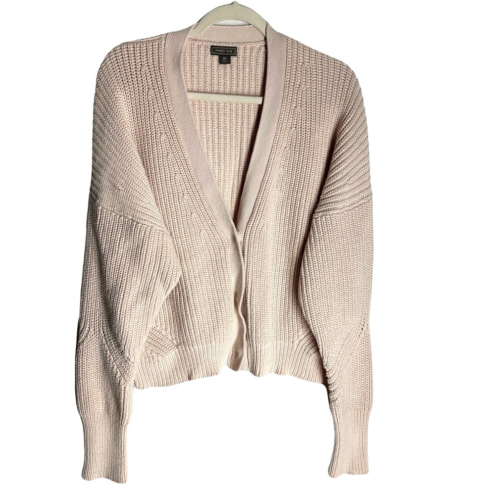 J Crew Point Sur Womens Cardigan Sweater Size XL Baby Pink Snap Button Sweater